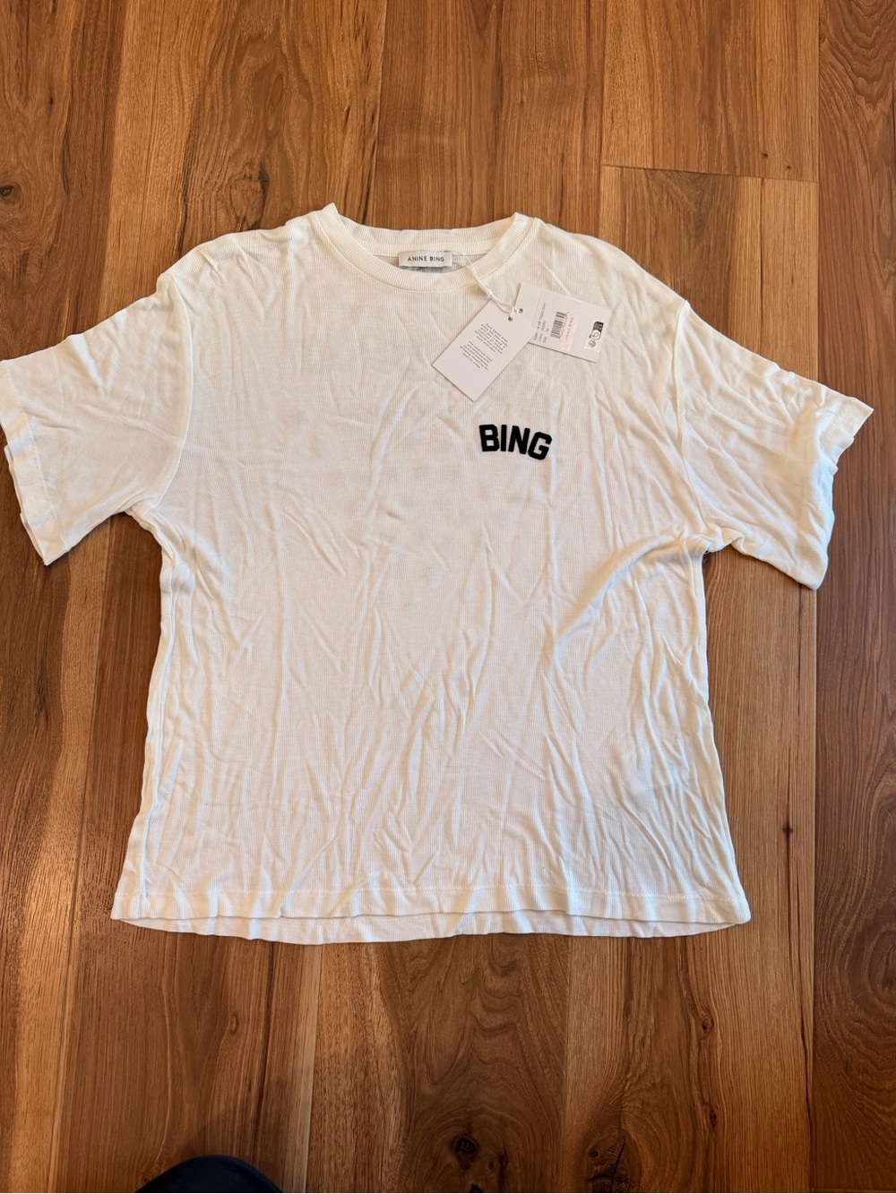 Anine Bing White ribbed Short-Sleeve Tee